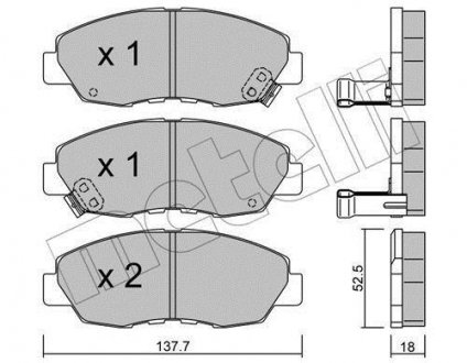 Тормозные колодки, дисковый тормоз (набор) Metelli 2203840 (фото 1)