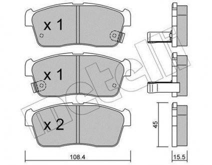 Тормозные колодки, дисковый тормоз (набор) Metelli 2204150