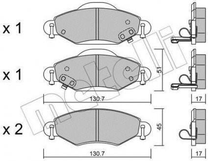 Тормозные колодки, дисковый тормоз (набор) Metelli 2204210 (фото 1)