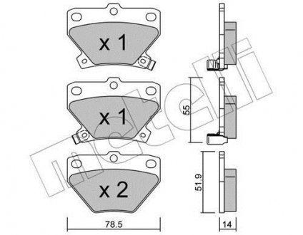 Тормозные колодки, дисковый тормоз (набор) Metelli 2204240