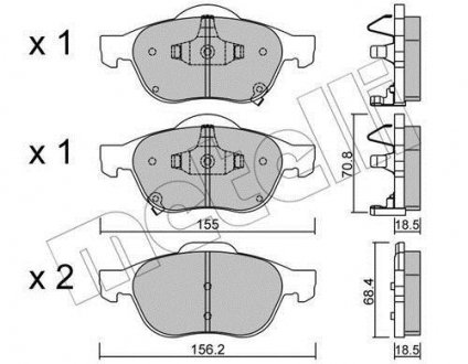 Тормозные колодки, дисковый тормоз (набор) Metelli 2204480 (фото 1)