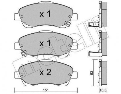 Тормозные колодки, дисковый тормоз (набор) Metelli 2204500 (фото 1)