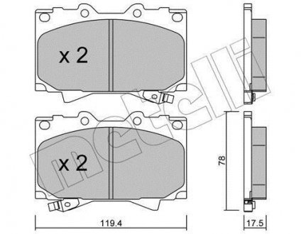 Тормозные колодки, дисковый тормоз (набор) Metelli 2204520 (фото 1)