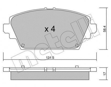 Тормозные колодки, дисковый тормоз (набор) Metelli 2204640 (фото 1)