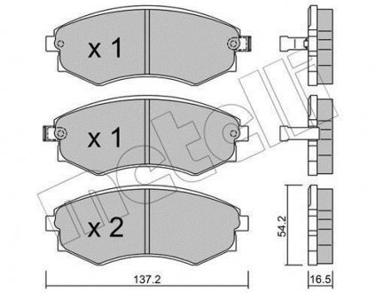 Тормозные колодки, дисковый тормоз (набор) Metelli 2205180