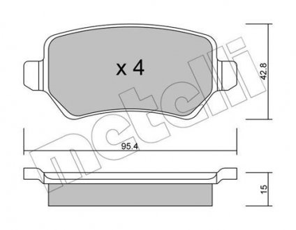 Гальмівні колодки, дискове гальмо (набір) Metelli 2205421