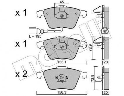 Тормозные колодки, дисковый тормоз (набор) Metelli 2205492