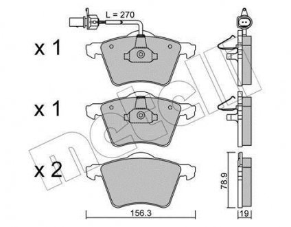 Тормозные колодки, дисковый тормоз (набор) Metelli 2205500