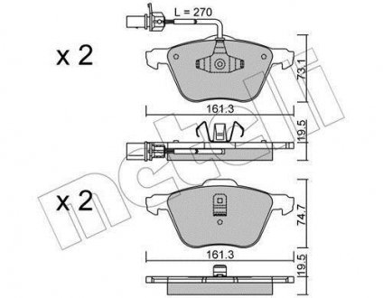 Тормозные колодки, дисковый тормоз (набор) Metelli 2205510 (фото 1)