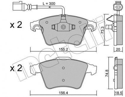 Гальмівні колодки, дискове гальмо (набір) Metelli 2205522