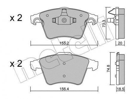 Тормозные колодки, дисковый тормоз (набор) Metelli 2205523 (фото 1)