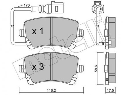 Гальмівні колодки, дискове гальмо (набір) Metelli 2205540 (фото 1)