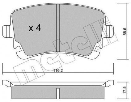 Тормозные колодки, дисковый тормоз (набор) Metelli 2205542 (фото 1)