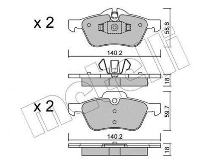 Комплект гальмівних колодок Metelli 22-0555-0