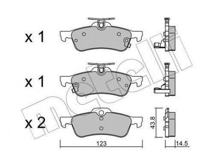 Тормозные колодки, дисковый тормоз (набор) Metelli 2205561 (фото 1)