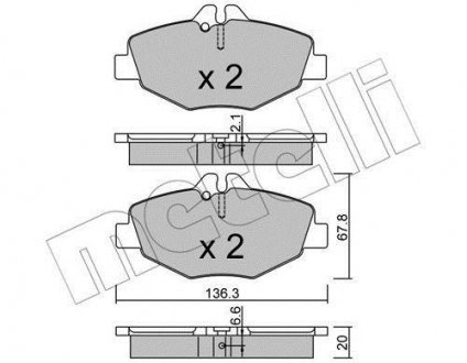 Гальмівні колодки, дискове гальмо (набір) Metelli 2205620 (фото 1)