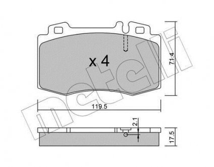 Тормозные колодки, дисковый тормоз (набор) Metelli 2205630 (фото 1)