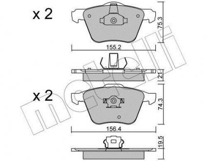 Тормозные колодки, дисковый тормоз (набор) Metelli 2205990