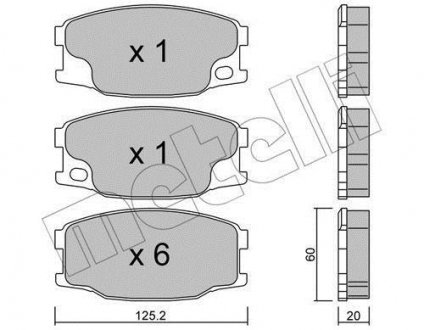 Тормозные колодки, дисковый тормоз (набор) Metelli 2206220