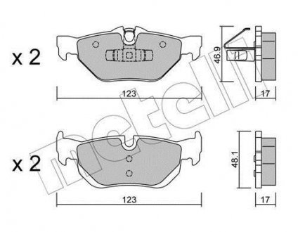 Тормозные колодки, дисковый тормоз (набор) Metelli 2206420