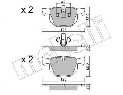 Тормозные колодки, дисковый тормоз (набор) Metelli 2206430 (фото 1)