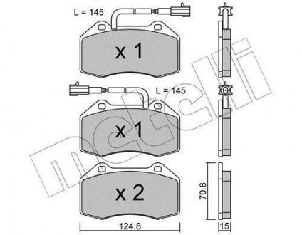 Тормозные колодки, дисковый тормоз (набор) Metelli 2206512 (фото 1)