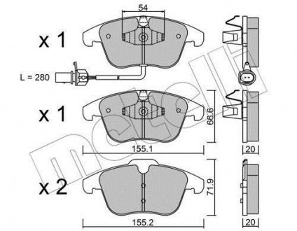 Тормозные колодки, дисковый тормоз (набор) Metelli 2206752 (фото 1)