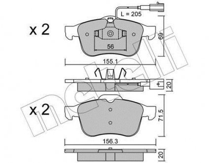 Тормозные колодки, дисковый тормоз (набор) Metelli 2207030