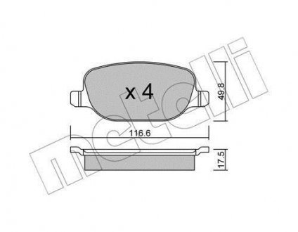 Тормозные колодки, дисковый тормоз (набор) Metelli 2207040 (фото 1)