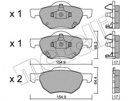 Тормозные колодки, дисковый тормоз (набор) Metelli 2207300