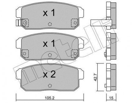 Тормозные колодки, дисковый тормоз (набор) Metelli 2207330