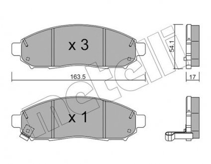 Гальмівні колодки, дискове гальмо (набір) Metelli 2207430