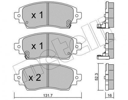 Гальмівні колодки, дискове гальмо (набір) Metelli 2207500