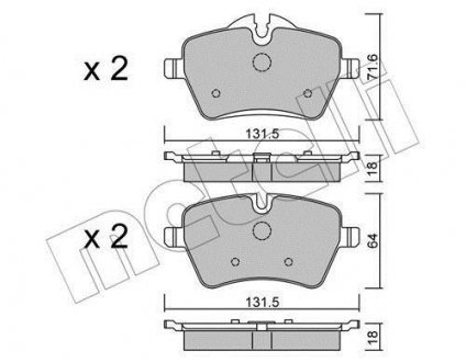 Гальмівні колодки, дискове гальмо (набір) Metelli 2207680 (фото 1)