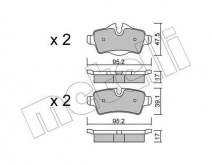 Тормозные колодки, дисковый тормоз (набор) Metelli 2207690 (фото 1)