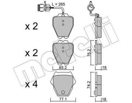 Комплект тормозных колодок (дисковых).) Metelli 22-0774-0 (фото 1)