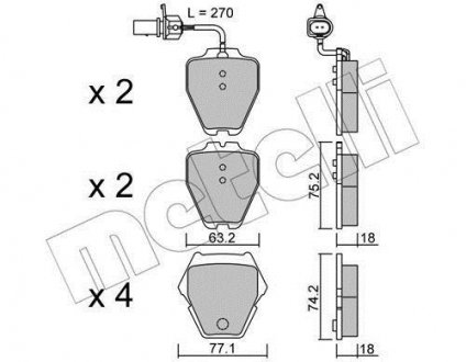 Тормозные колодки, дисковый тормоз (набор) Metelli 2207741