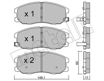 Гальмівні колодки, дискове гальмо (набір) Metelli 2207780