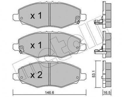 Гальмівні колодки, дискове гальмо (набір) Metelli 2207980