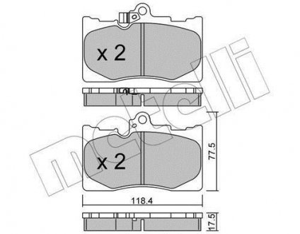 Тормозные колодки, дисковый тормоз (набор) Metelli 2207990 (фото 1)