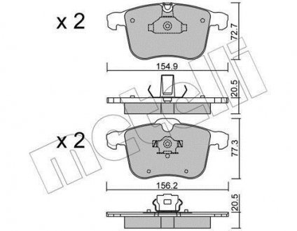 Тормозные колодки, дисковый тормоз (набор) Metelli 2208130 (фото 1)