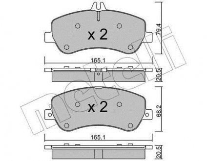 Гальмівні колодки, дискове гальмо (набір) Metelli 2208250