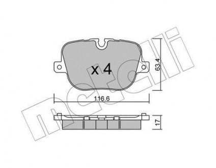 Тормозные колодки, дисковый тормоз (набор) Metelli 2208370