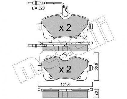 Тормозные колодки, дисковый тормоз (набор) Metelli 2208530