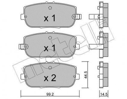 Тормозные колодки, дисковый тормоз (набор) Metelli 2208710 (фото 1)