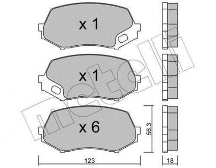 Тормозные колодки, дисковый тормоз (набор) Metelli 2208740 (фото 1)