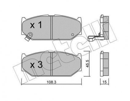 Тормозные колодки, дисковый тормоз (набор) Metelli 2208970 (фото 1)