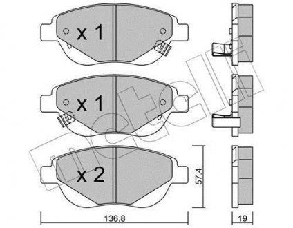 Комплект гальмівних колодок Metelli 22-0948-1