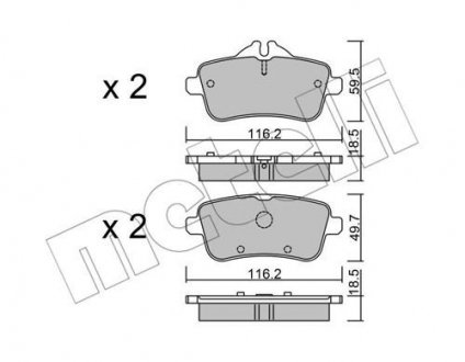 Комплект гальмівних колодок Metelli 22-0968-0