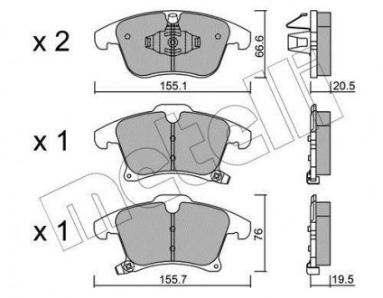 Комплект гальмівних колодок Metelli 22-1039-0